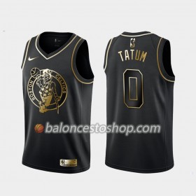 Camiseta Hombre NBA Boston Celtics Jayson Tatum 0 Nike Negro Golden Edition Swingman